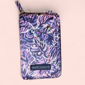 Simply Southern Lavender & Pink Floral Zip Wristlet